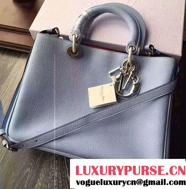 Dior Medium Diorissimo Bag in Grained Leather Baby Blue