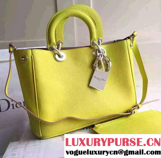 Dior Medium Diorissimo Bag in Grained Leather Yellow