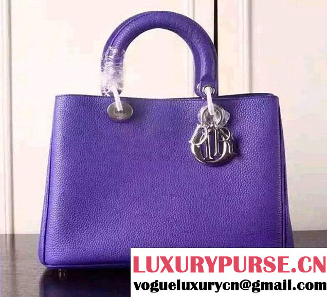 Dior Medium Diorissimo Bag in Grained Leather Purple