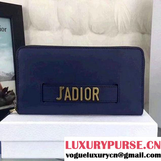 Dior J'adior Voyageur Wallet With Slot Handclasp Blue 2017 (BES-7091438 )