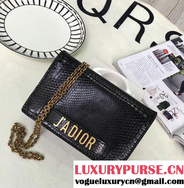 Christian Dior J'adior WOC Bag 20cm Gold Hardware Python Skin Fall Winter 2017 Collection Black