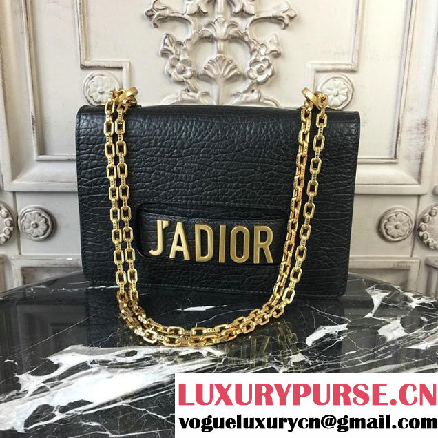 Christian Dior J'adior Flap 25cm Shoulder Bag with Chain Gold Hardware Grained Calfskin Leather Spring Summer 2018 Collection Black