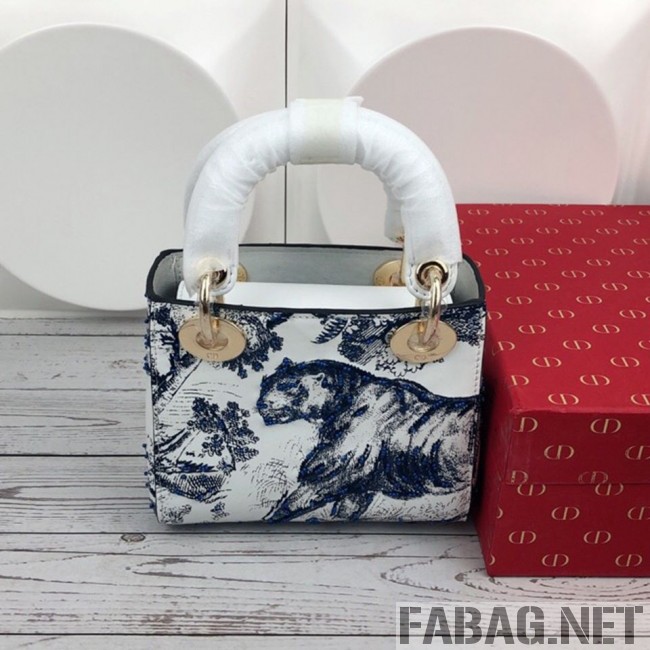 Dior Mini Lady Dior in Toile de Jouy Embroidered Bag Blue 2019 (XYD-9031520 )