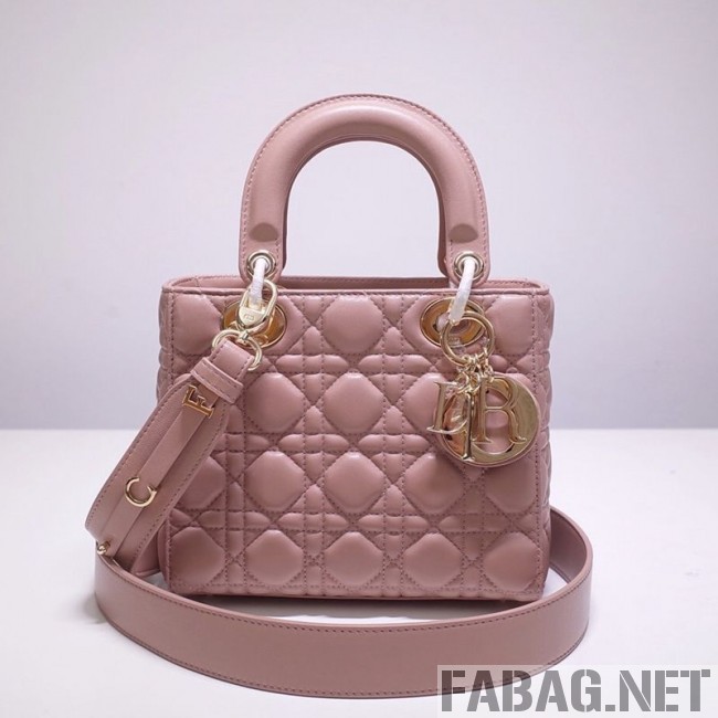 Dior Lady Dior Bag 20cm in Cannage Lambskin Light Pink 2019 (BFS-9032643 )