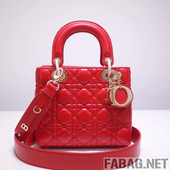 Dior Lady Dior Bag 20cm in Cannage Lambskin Red 2019 (BFS-9032640 )