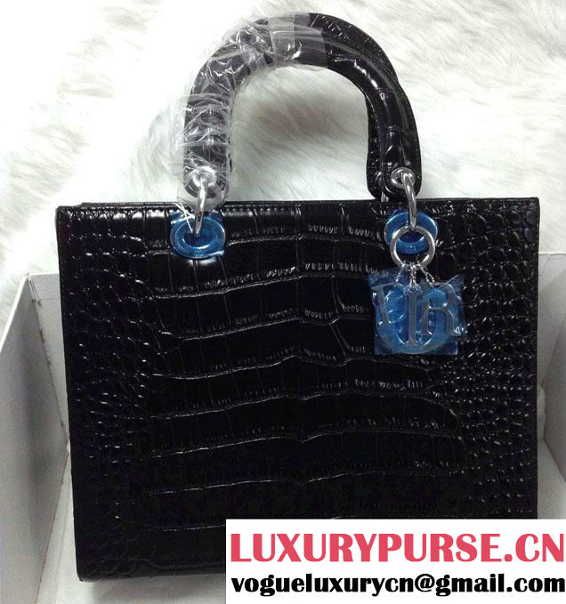 Christian Lady Dior Black Crocodile Bag 6322 - $186.00