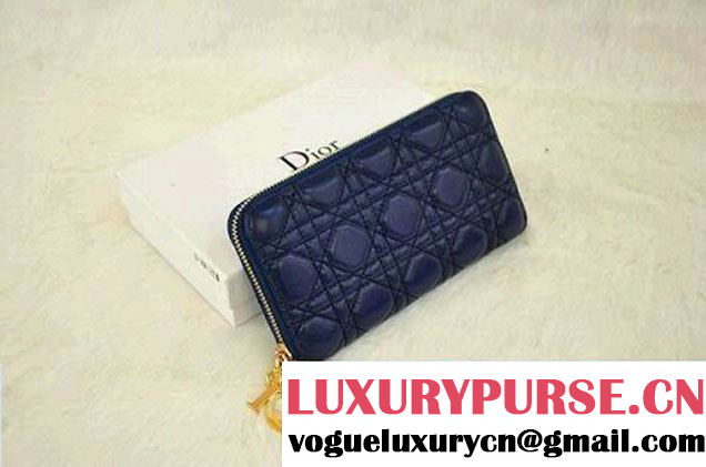 Lady Dior Escapade Wallet Sheepskin Leahter D0082 RoyalBlue - $129.00