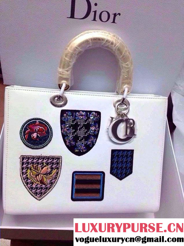 Lady Dior White with Stamps Tote Bag - Spring 2014