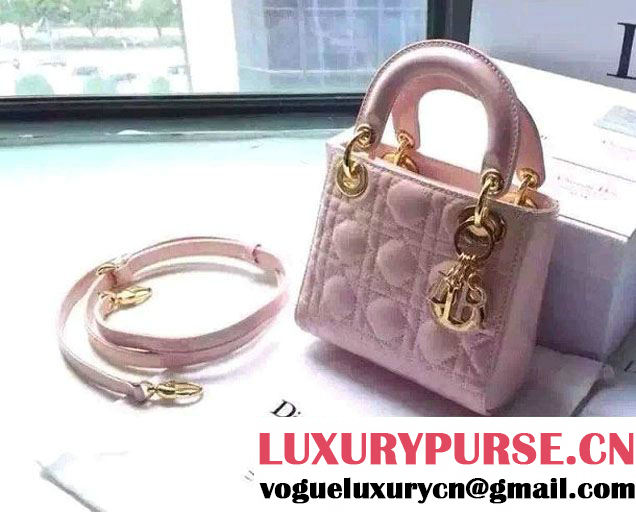 Lady Dior Small Bag with Adjustable Strap in Patent Leather Pink Gold 2015