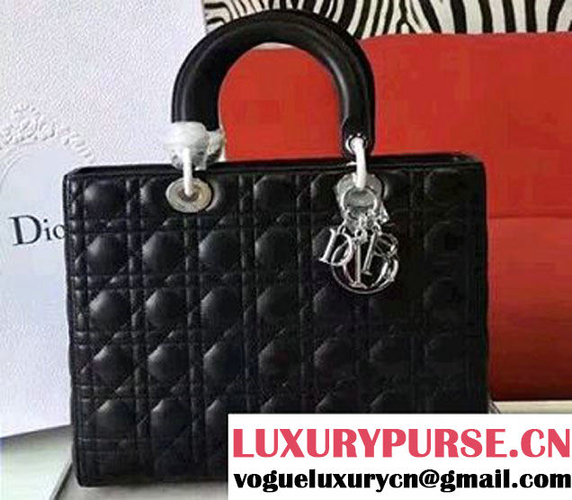 Lady Dior Large Bag in Lambskin Leather Black