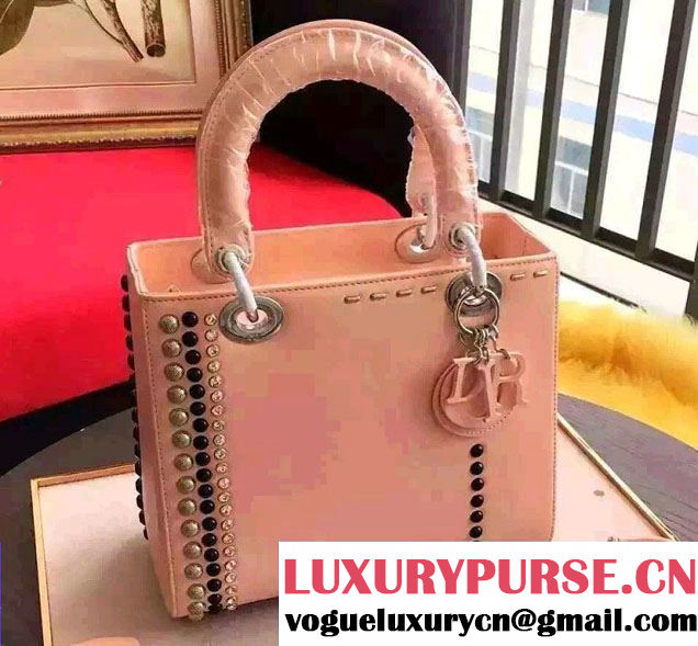 Lady Dior Bag Studded With Beads And Rhinestone Nude Pink 2016