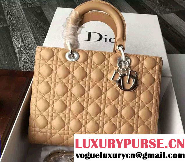 Lady Dior Large Bag in Lambskin Leather Apricot