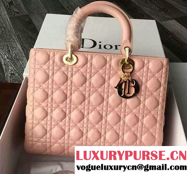 Lady Dior Large Bag in Lambskin Leather Nude Pink