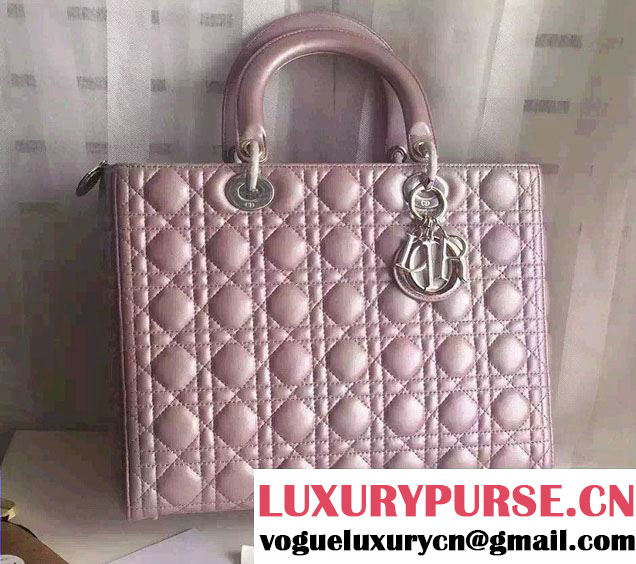 Lady Dior Large Bag in Lambskin Leather Pearl Pink