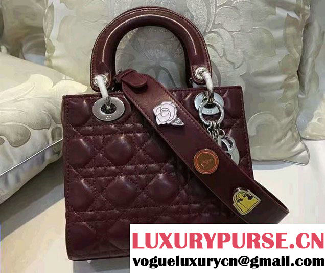 Lady Dior Lambskin Bag Date Red With Embroidered Lucky Badges Strap Cruise 2017