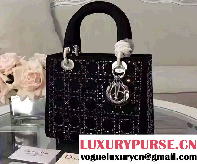 Lady Dior Medium Bag with Crystal Embellishments Black 01 2017