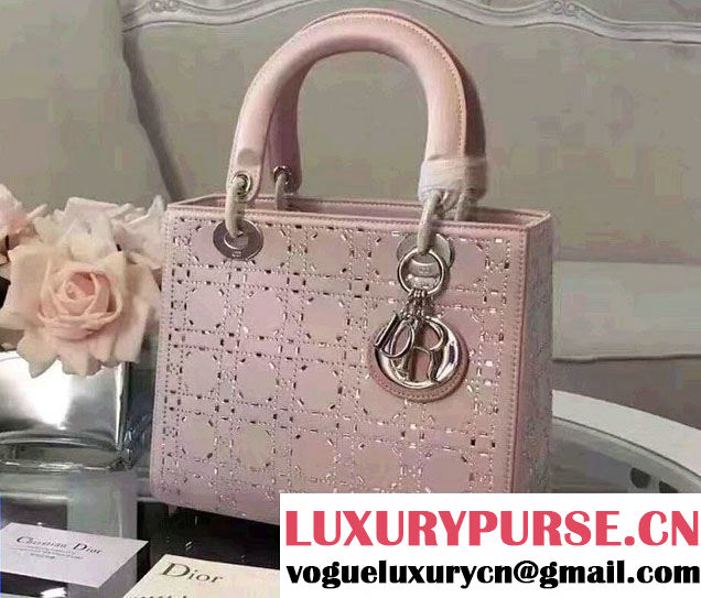 Lady Dior Medium Bag with Crystal Embellishments Light Pink 2017