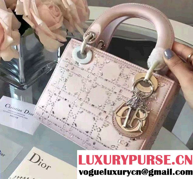 Lady Dior Mini/Small Bag with Crystal Embellishments Light Pink 2017