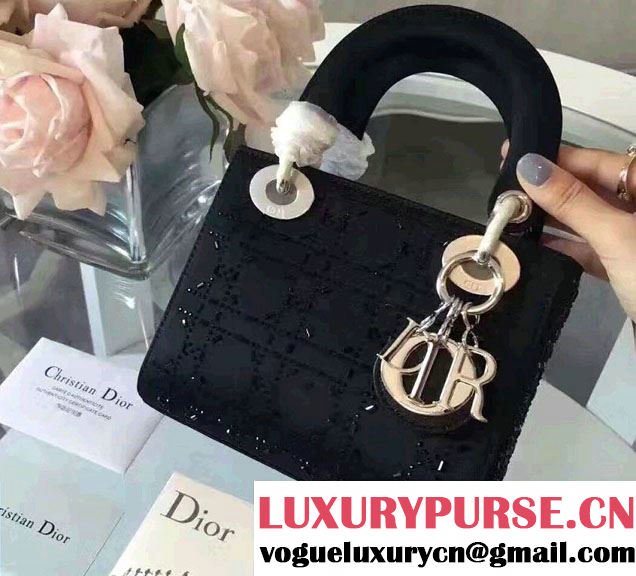 Lady Dior Mini/Small Bag with Crystal Embellishments Black 02 2017