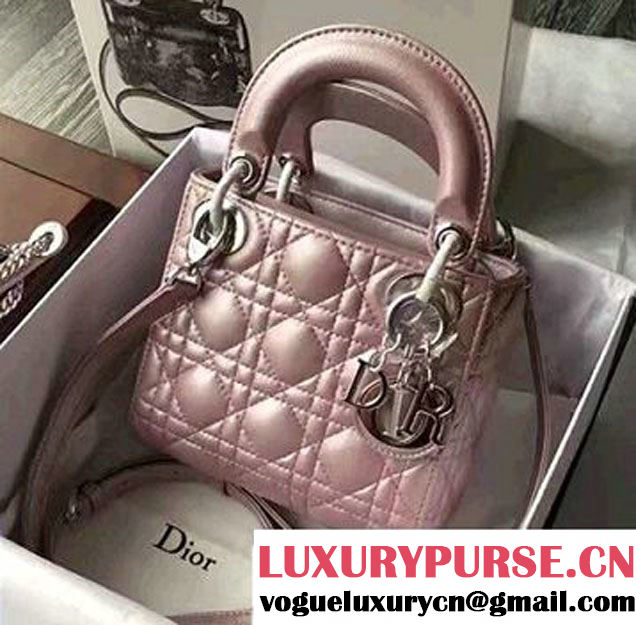 Lady Dior Mini/Small Bag In Lambskin Pink 2017