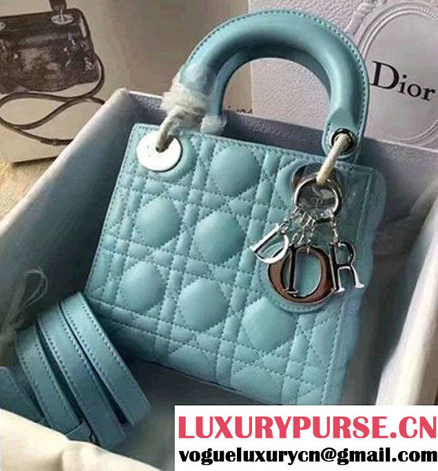 Lady Dior Mini/Small Bag In Lambskin azure 2017