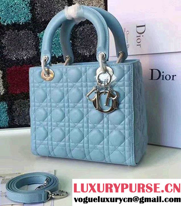 Lady Dior Medium Bag In Lambskin Azure 2017