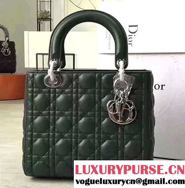 Lady Dior Medium Bag In Lambskin Dark Green 2017