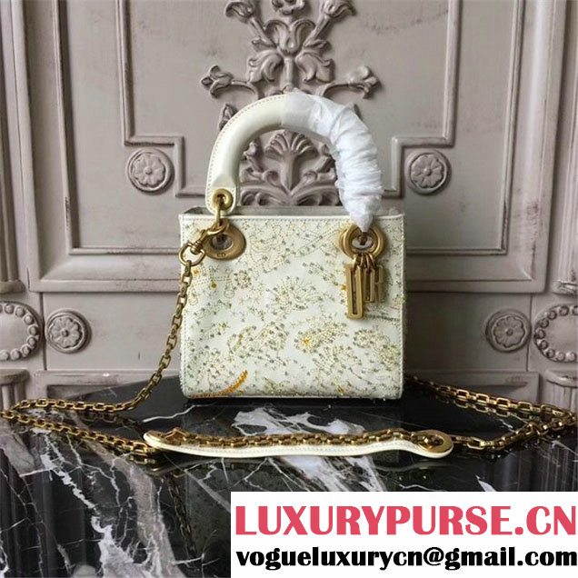 Limited Edition Lady Dior I Feel Blue Bag 17cm Gold Hardware Calfskin Leather Fall Winter 2017 Collection White