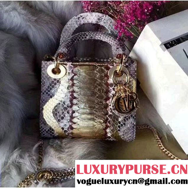 Dior Lady Dior Mini/Medium Bag in Original Python Leather 2017 (7110651 )