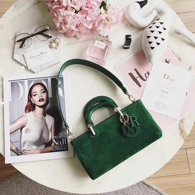 Christian Dior Lady Dior East West Tote 26cm Bag Suede Calfskin Leather Fall Winter 2017 Collection Green