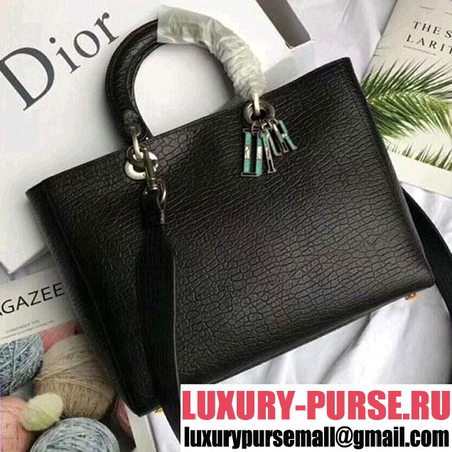 Dior Large Lady Dior Bag in Canyon Grained Lambskin Black 2018 (1C065-8010624 )