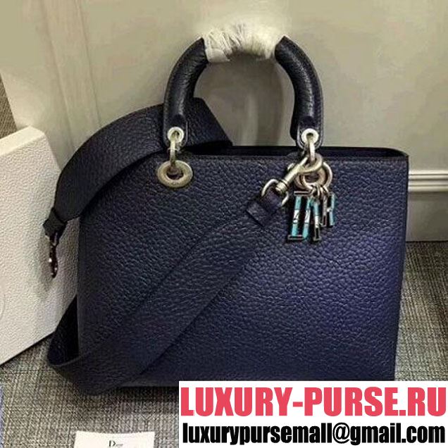 Dior Large Lady Dior Bag in Canyon Grained Lambskin Blue 2018 (1C065-8030618 )