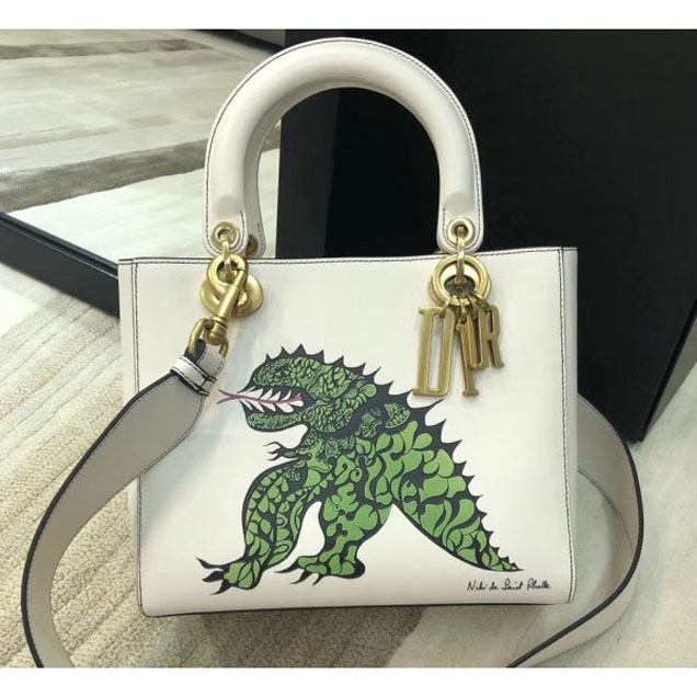 Christian Dior Lady Dior Bag With Niki de Saint Phalle Tu es mon dragon Print 2018