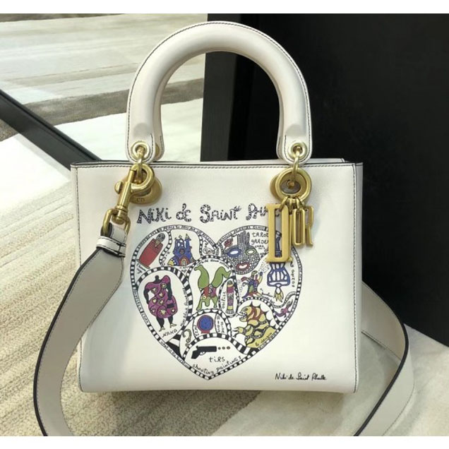 Christian Dior Lady Dior Bag With Niki de Saint Phalle Bonn Print White 2018