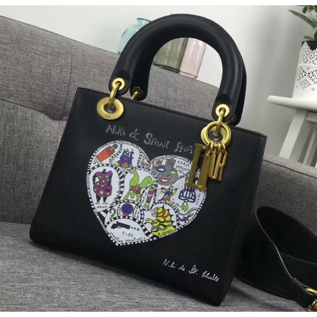 Christian Dior Lady Dior Bag With Niki de Saint Phalle Bonn Print Black 2018