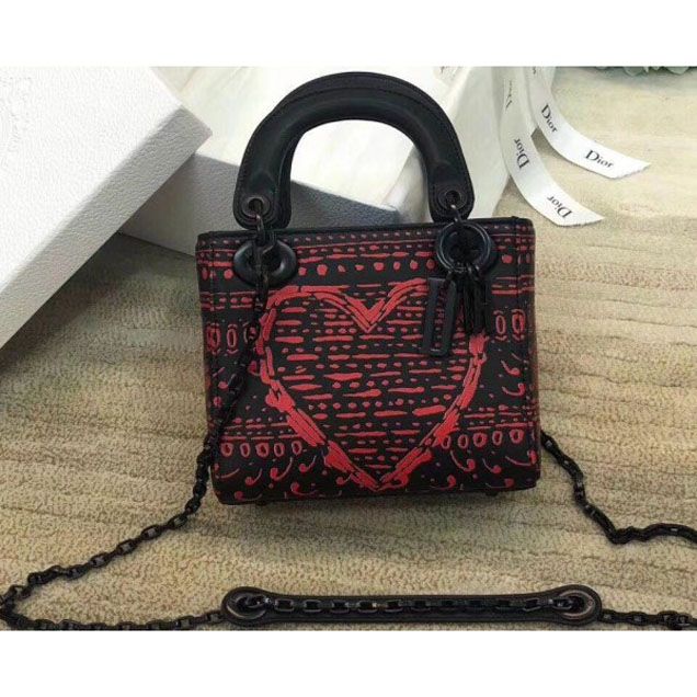 Christian Dior Lady Dior Mini Bag In Printed Calfskin With Textured Playing Card Symbols 2018