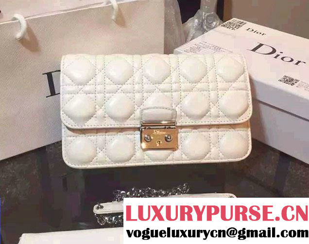 Miss Dior Lambskin Promenade Pouch Bag White 2015