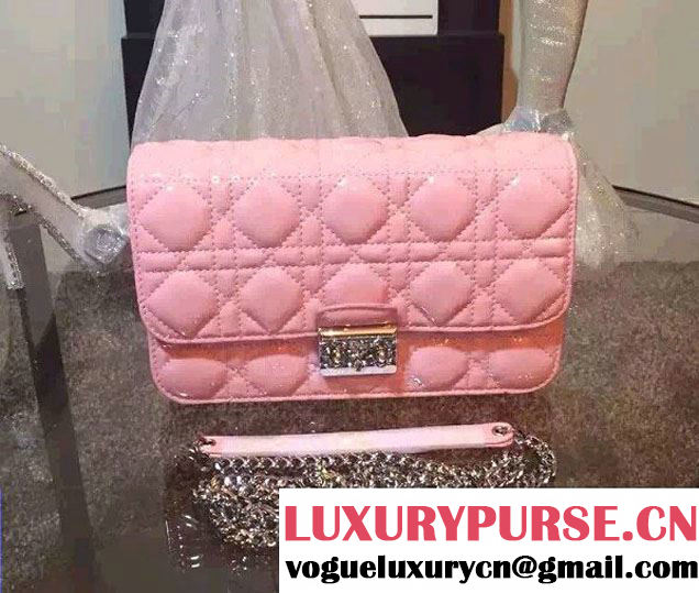 Miss Dior Patent Leather Promenade Pouch Bag Pink 2015