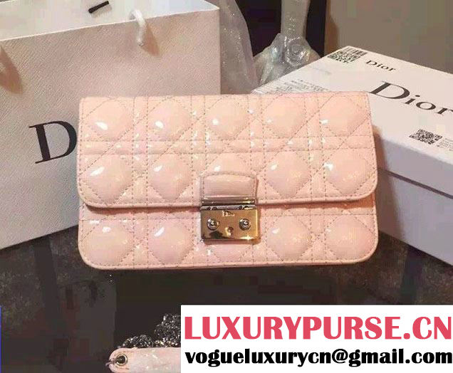 Miss Dior Patent Leather Promenade Pouch Bag Nude Pink 2015