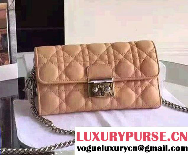 Miss Dior Lambskin Leather Rendez-Vous Chain Wallet Apricot 2016