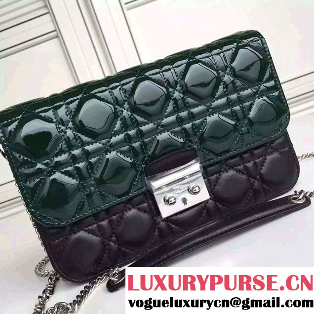 Miss Dior Promenade Pouch Bag green patent leather/black lambskin 2015