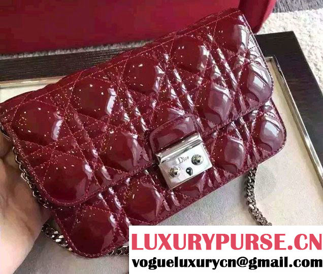 Miss Dior Patent Leather Promenade Pouch Bag Burgundy