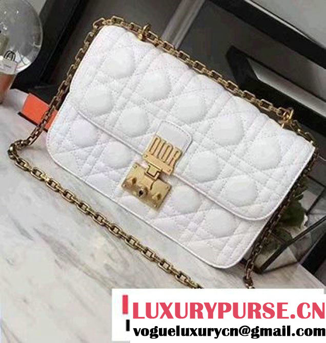 Miss Dior Dioraddict Flap Bag Cannage Lambskin White 2017