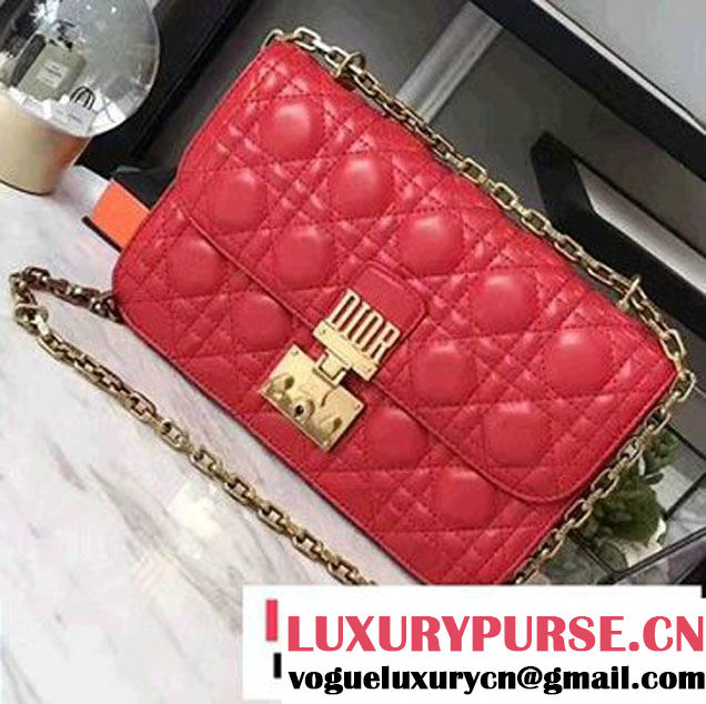 Miss Dior Dioraddict Flap Bag Cannage Lambskin Red 2017