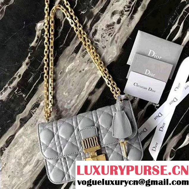 Dior Small "Dioraddict" Flap Bag In Grey Cannage Lambskin 2017 (2A055-7062308 )