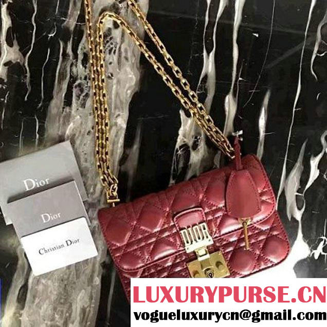 Dior Small "Dioraddict" Flap Bag In Red Cannage Lambskin 2017 (2A055-7062311 )