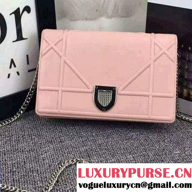 Dior Diorama Wallet On Chain In Smooth Calfskin Pink 2016 (1C065-6102609 )