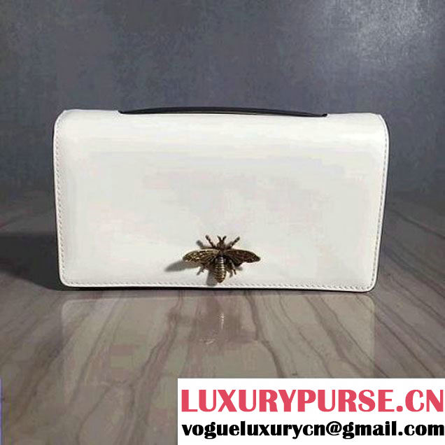 Dior Calfskin Bee Pouch Evening Clutch Bag White 2017 (2A055-7060702 )