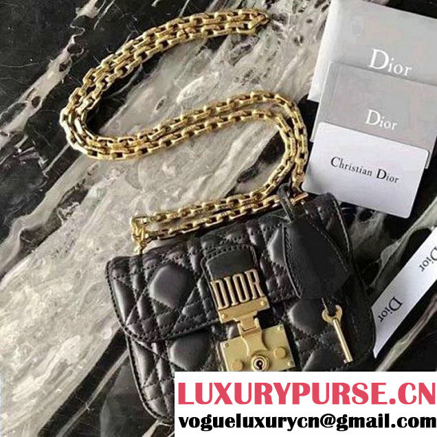 Dior "Dioraddict" Wallet On Chain Clutch In Black Cannage Lambskin 2017 (2A055-7062303 )