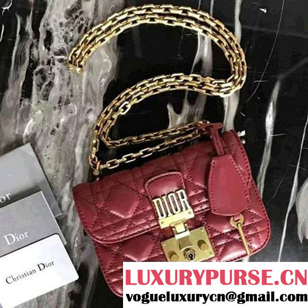 Dior "Dioraddict" Wallet On Chain Clutch In Red Cannage Lambskin 2017 (2A055-7062312 )